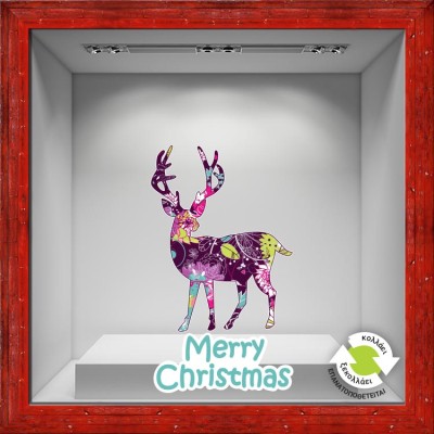 Τάρανδος Χριστουγεννιάτικα Αυτοκόλλητα βιτρίνας 78 x 45 cm (16354)