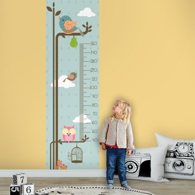 Houseart Πουλάκια πάνω σε δέντρο, Αναστημόμετρα, Αυτοκόλλητα τοίχου, 60x200cm