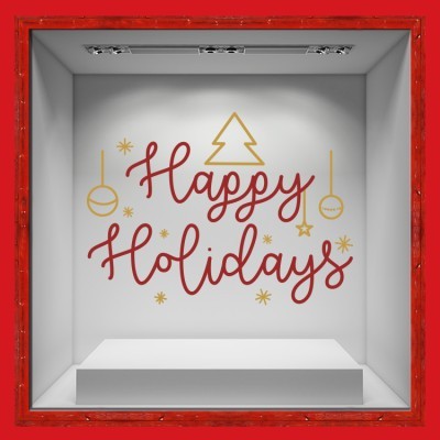 Happy Holidays, Χριστουγεννιάτικα, Αυτοκόλλητα βιτρίνας