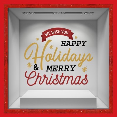 Happy Holidays Χριστουγεννιάτικα Αυτοκόλλητα βιτρίνας 42 x 50 cm (36718)
