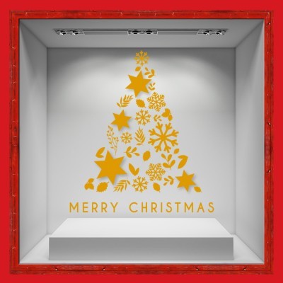 Christmas Tree Χριστουγεννιάτικα Αυτοκόλλητα βιτρίνας 57 x 50 cm (36730)