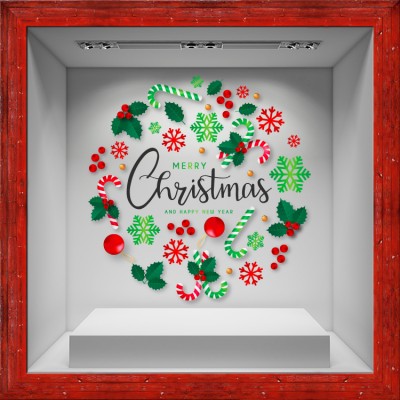 Houseart Joyful Christmas, Χριστουγεννιάτικα, Αυτοκόλλητα βιτρίνας, 50 x 49 εκ.