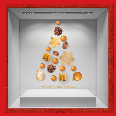 Merry Christmas! Χριστουγεννιάτικα Αυτοκόλλητα βιτρίνας 72 x 50 cm (36742)