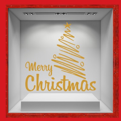 Golden Christmas Tree Χριστουγεννιάτικα Αυτοκόλλητα βιτρίνας 49 x 50 cm (36750)