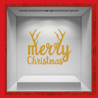 Christmas Antlers Χριστουγεννιάτικα Αυτοκόλλητα βιτρίνας 65 x 80 cm (36743)