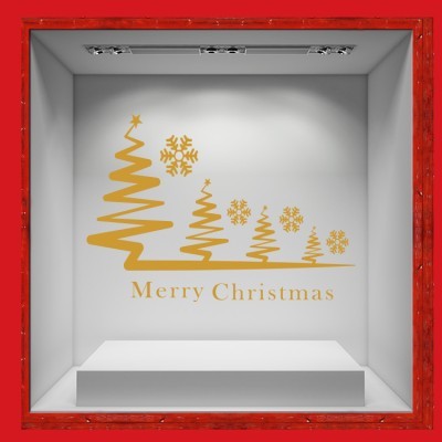 Merry Christmas – Gold Χριστουγεννιάτικα Αυτοκόλλητα βιτρίνας 55 x 80 cm (36752)