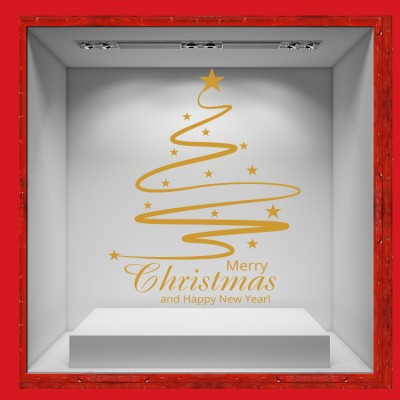 Merry Christmas – Gold Χριστουγεννιάτικα Αυτοκόλλητα βιτρίνας 62 x 50 cm (36753)