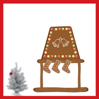 Ζαχαρωτό Σπίτι με καμπάνες, Χριστουγεννιάτικα, Αυτοκόλλ