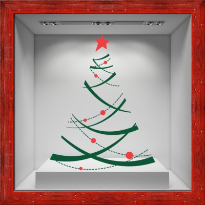 Δέντρο με αστέρι Χριστουγεννιάτικα Αυτοκόλλητα βιτρίνας 58 x 45 cm (5953)