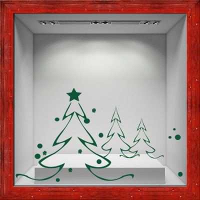 Χριστουγεννιάτικα Δέντρα Χριστουγεννιάτικα Αυτοκόλλητα βιτρίνας 42 x 75 cm (6277)