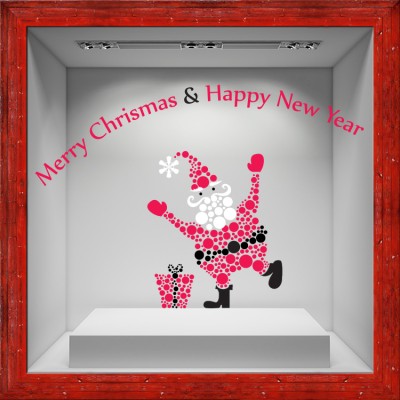 Merry Christmas and A Happy New Year Χριστουγεννιάτικα Αυτοκόλλητα βιτρίνας 79 x 115 cm (8002)