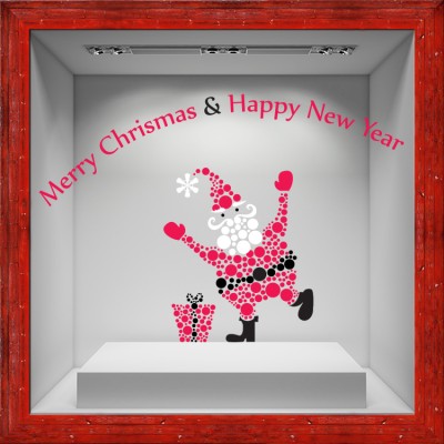 Houseart Merry Christmas and A Happy New Year, Χριστουγεννιάτικα, Αυτοκόλλητα βιτρίνας, 115 x 79 εκ.