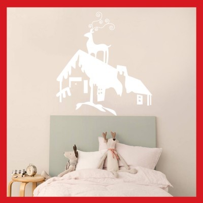 Διακόσμηση παιδικού δωματίου House Art - ΣΗΜΑΝΤΙΚΟ: Σε περίπτωση διαφοράς τιμής από το κατάστημα ισχύει παντα και μόνο η τιμή του καταστήματος Ελαφάκι σε σπίτι, Χριστουγεννιάτικα, Αυτοκόλλητα βιτρίν