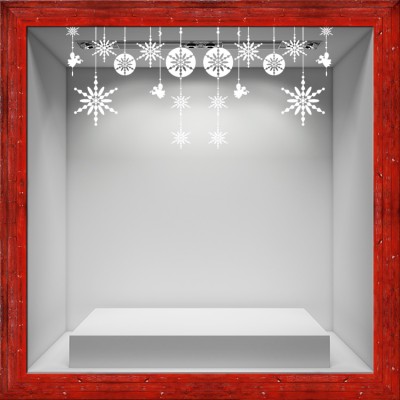 Μπάλες με Αστέρια Χριστουγεννιάτικα Αυτοκόλλητα βιτρίνας 46 x 97 cm (7982)