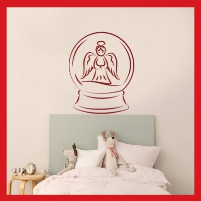 Houseart Αγγελάκι χιονόμπαλα, Χριστουγεννιάτικα, Αυτοκόλλητα βιτρίνας, 60 x 75 εκ.