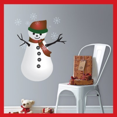 Χιονάνθρωπος με κασκόλ Χριστουγεννιάτικα Αυτοκόλλητα βιτρίνας 80 x 60 cm (7991)