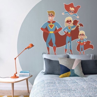 Houseart Οικογένεια σούπερ ηρώων, Κόμικς, Αυτοκόλλητα τοίχου, 70 x 70 εκ.