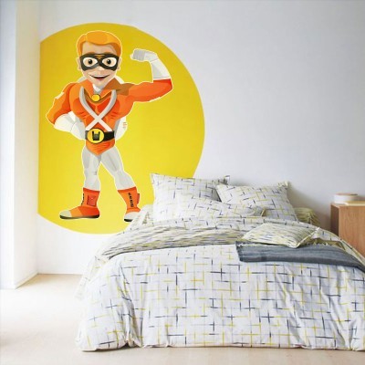Πορτοκαλί σούπερ ήρωας, Κόμικς, Αυτοκόλλητα τοίχου, 70 x 104 εκ. (39880)