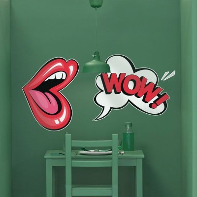 Χείλη, wow, Κόμικς, Αυτοκόλλητα τοίχου, 100 x 50 εκ. (39888)
