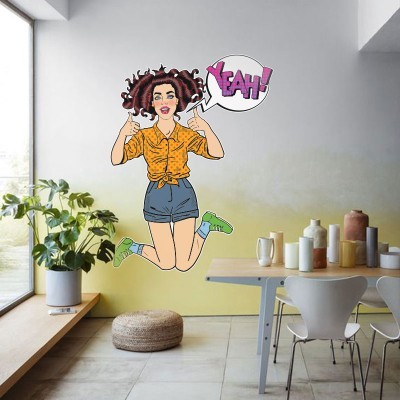 Γυναίκα πανηγυρίζει Κόμικς Αυτοκόλλητα τοίχου 100 x 75 cm (39896)