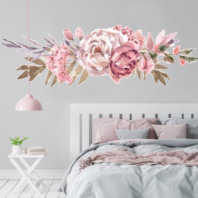 Pink Roses, Δέντρα - Λουλούδια, Αυτοκόλλητα τοίχου, 70 x 22 εκ.