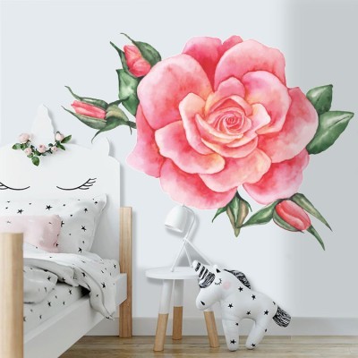 Houseart Τριαντάφυλλο ανθισμένο, Δέντρα - Λουλούδια, Αυτοκόλλητα τοίχου, 70 x 44 εκ.