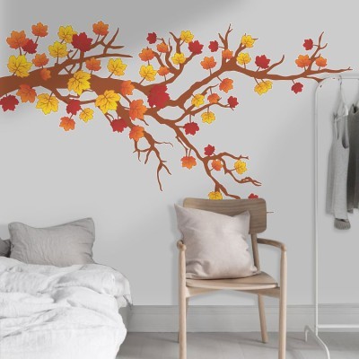 Κλαδί με ανθισμένα φύλλα, Δέντρα – Λουλούδια, Αυτοκόλλητα τοίχου, 100 x 56 εκ. (39139)