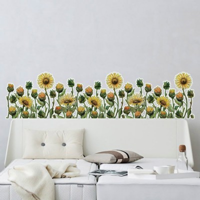 Ηλιοτρόπιο, Δέντρα - Λουλούδια, Αυτοκόλλητα τοίχου, 80 x 20 εκ.