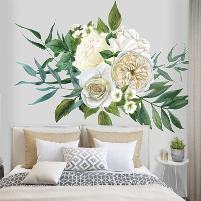 Houseart Λευκά Λουλούδια, Δέντρα - Λουλούδια, Αυτοκόλλητα τοίχου, 80 x 60 εκ.