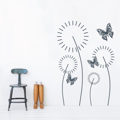 Ήλιοι με πεταλούδες Δέντρα – Λουλούδια Αυτοκόλλητα τοίχου 60 x 40 cm (2866)
