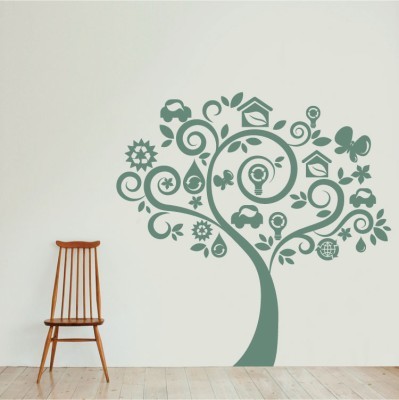 Δέντρο με φιγούρες, Δέντρα - Λουλούδια, Αυτοκόλλητα τοίχου, 50 x 50 εκ.