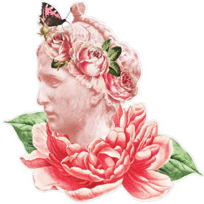 Ροζ Άγαλμα, Δέντρα – Λουλούδια, Αυτοκόλλητα τοίχου, 40 x 40 εκ. (54529)