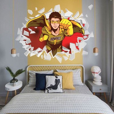Houseart Σούπερ ήρωας Power, 3D - Τρισδιάστατα, Αυτοκόλλητα τοίχου, 80 x 60 εκ.
