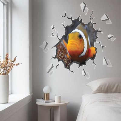 Ψάρι κλόουν 3D – Τρισδιάστατα Αυτοκόλλητα τοίχου 70 x 70 cm (40075)