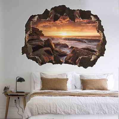 Houseart - ΣΗΜΑΝΤΙΚΟ: Σε περίπτωση διαφοράς τιμής από το κατάστημα ισχύει παντα και μόνο η τιμή του καταστήματος Ηλιοβασίλεμα, 3D - Τρισδιάστατα, Αυτοκόλλητα τοίχου, 80