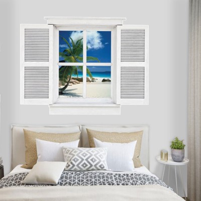 Houseart Τροπικό νησί, 3D - Τρισδιάστατα, Αυτοκόλλητα τοίχου, 80 x 60 εκ.