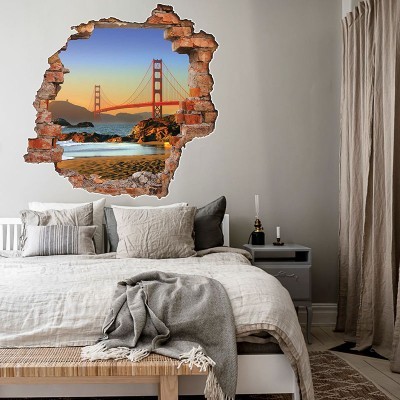 Houseart - ΣΗΜΑΝΤΙΚΟ: Σε περίπτωση διαφοράς τιμής από το κατάστημα ισχύει παντα και μόνο η τιμή του καταστήματος Γέφυρα Γκόλντεν Στέιτ, 3D - Τρισδιάστατα, Αυτοκόλλητα τ