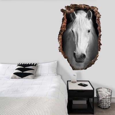 Άσπρο άλογο, 3D – Τρισδιάστατα, Αυτοκόλλητα τοίχου, 60 x 89 εκ. (40125)