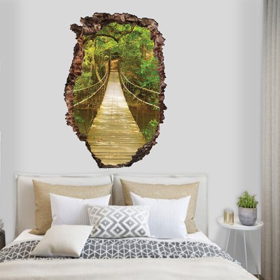 Houseart Κρεμαστή γέφυρα, 3D - Τρισδιάστατα, Αυτοκόλλητα τοίχου, 60 x 89 εκ.