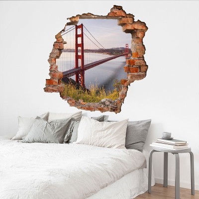 Γέφυρα στην Αμερική, 3D – Τρισδιάστατα, Αυτοκόλλητα τοίχου, 70 x 70 εκ. (40135)