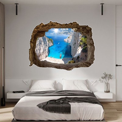 Γαλάζια νερά 3D – Τρισδιάστατα Αυτοκόλλητα τοίχου 60 x 80 cm (40138)