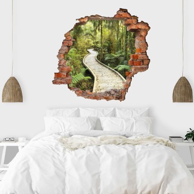 Houseart - ΣΗΜΑΝΤΙΚΟ: Σε περίπτωση διαφοράς τιμής από το κατάστημα ισχύει παντα και μόνο η τιμή του καταστήματος Μονοπάτι σε τροπικό δάσος, 3D - Τρισδιάστατα, Αυτοκόλλη