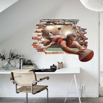 Houseart Υποδοχή μπάλας rugby, 3D - Τρισδιάστατα, Αυτοκόλλητα τοίχου, 80 x 60 εκ.