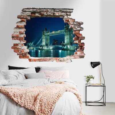 Εντυπωσιακή γέφυρα, 3D – Τρισδιάστατα, Αυτοκόλλητα τοίχου, 80 x 60 εκ. (40148)