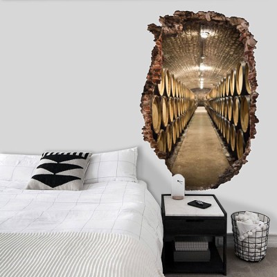 Houseart Βαρέλια με κρασί, 3D - Τρισδιάστατα, Αυτοκόλλητα τοίχου, 70 x 104 εκ.