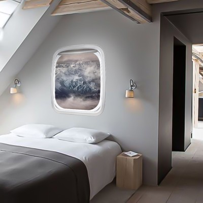 Χιονισμένα βουνά από ψηλά, 3D - Τρισδιάστατα, Αυτοκόλλη