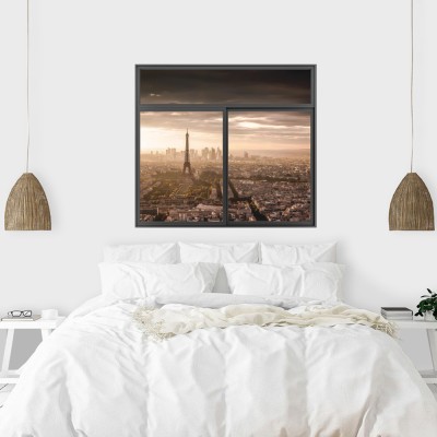 Houseart Θέα στον Πύργο του Άιφελ, 3D - Τρισδιάστατα, Αυτοκόλλητα τοίχου, 60 x 54 εκ.