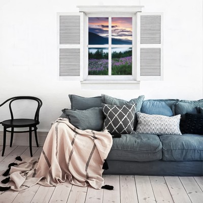 Houseart Ξημέρωμα από το παράθυρο, 3D - Τρισδιάστατα, Αυτοκόλλητα τοίχου, 60 x 47 εκ.