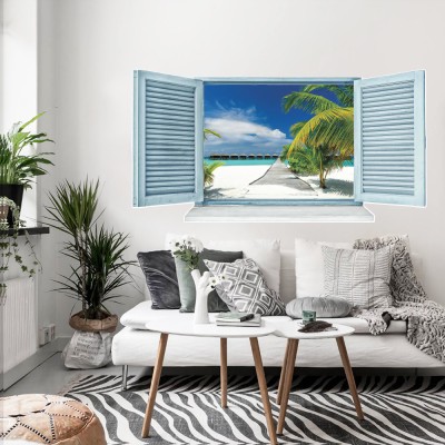 Houseart - ΣΗΜΑΝΤΙΚΟ: Σε περίπτωση διαφοράς τιμής από το κατάστημα ισχύει παντα και μόνο η τιμή του καταστήματος Παράθυρο στις Μαλδίβες, 3D - Τρισδιάστατα, Αυτοκόλλητα