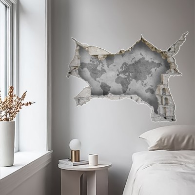 Houseart - ΣΗΜΑΝΤΙΚΟ: Σε περίπτωση διαφοράς τιμής από το κατάστημα ισχύει παντα και μόνο η τιμή του καταστήματος Παγκόσμιος χάρτης σε Τσιμεντένιο Τοίχο, 3D - Τρισδιάστα